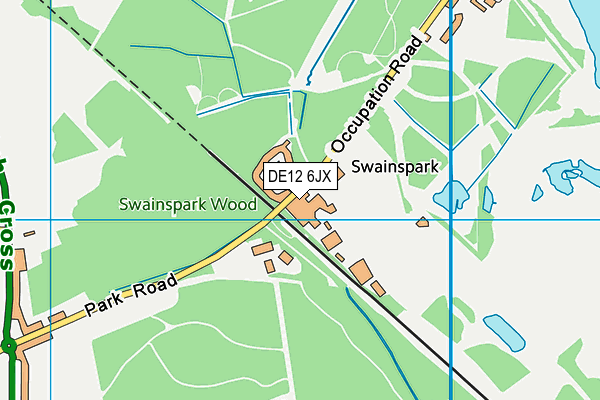 DE12 6JX map - OS VectorMap District (Ordnance Survey)