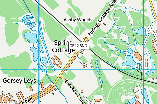 Spring Cottage Recreation Ground map (DE12 6ND) - OS VectorMap District (Ordnance Survey)