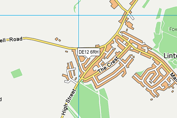 DE12 6RH map - OS VectorMap District (Ordnance Survey)