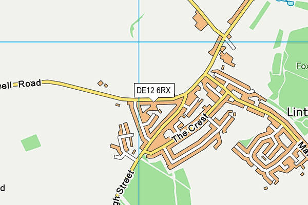 DE12 6RX map - OS VectorMap District (Ordnance Survey)