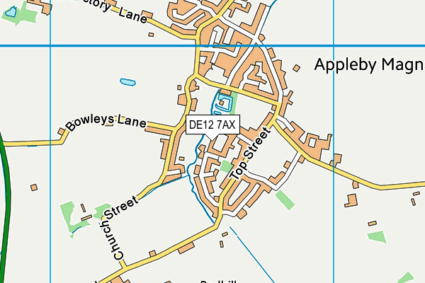 DE12 7AX map - OS VectorMap District (Ordnance Survey)