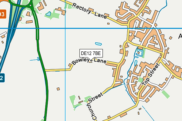 DE12 7BE map - OS VectorMap District (Ordnance Survey)