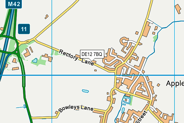 DE12 7BQ map - OS VectorMap District (Ordnance Survey)