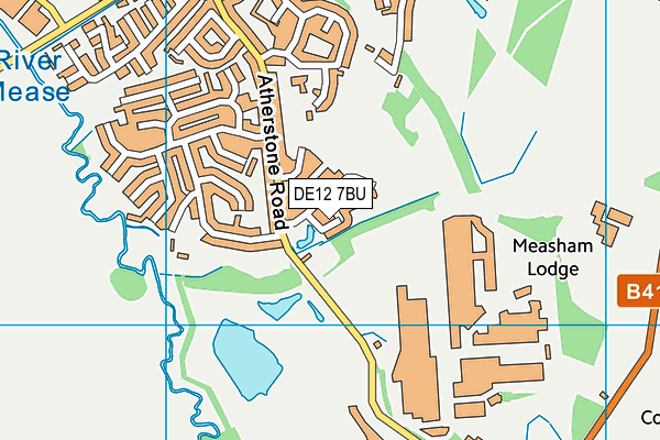 DE12 7BU map - OS VectorMap District (Ordnance Survey)