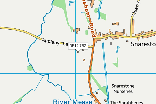 DE12 7BZ map - OS VectorMap District (Ordnance Survey)