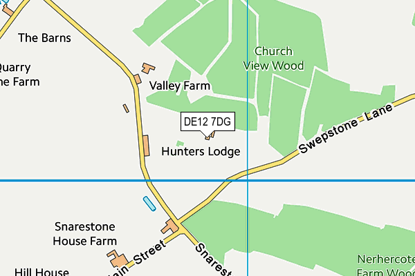 DE12 7DG map - OS VectorMap District (Ordnance Survey)