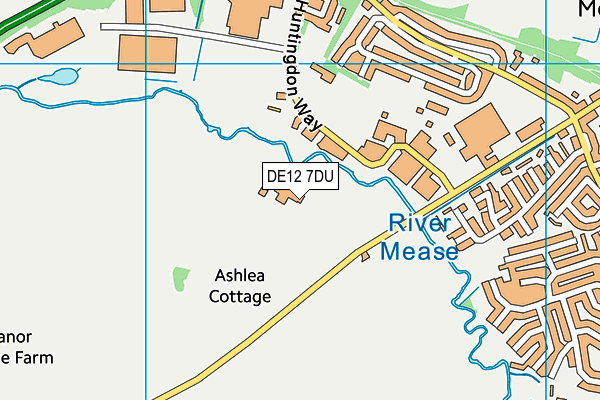 DE12 7DU map - OS VectorMap District (Ordnance Survey)