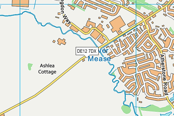 DE12 7DX map - OS VectorMap District (Ordnance Survey)