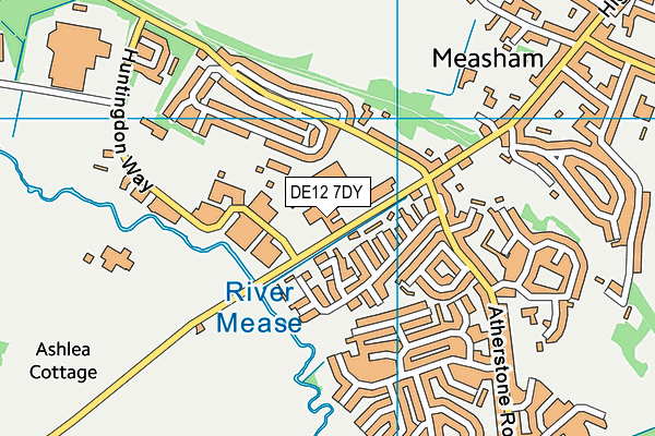 DE12 7DY map - OS VectorMap District (Ordnance Survey)