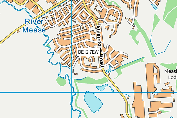 DE12 7EW map - OS VectorMap District (Ordnance Survey)