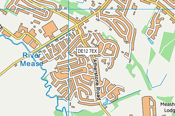 DE12 7EX map - OS VectorMap District (Ordnance Survey)