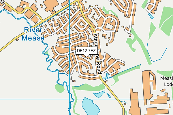 DE12 7EZ map - OS VectorMap District (Ordnance Survey)