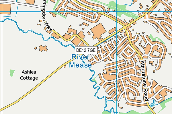 DE12 7GE map - OS VectorMap District (Ordnance Survey)