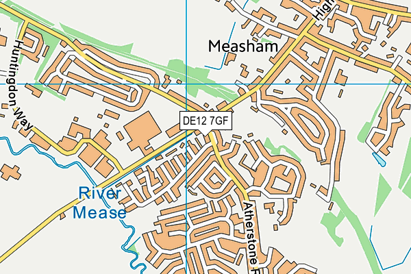 DE12 7GF map - OS VectorMap District (Ordnance Survey)