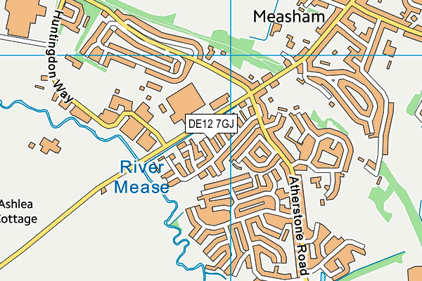 DE12 7GJ map - OS VectorMap District (Ordnance Survey)