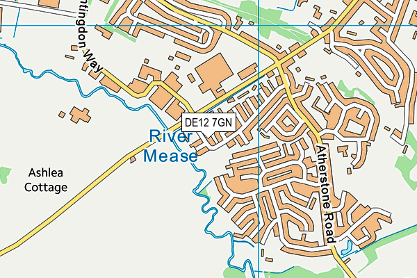 DE12 7GN map - OS VectorMap District (Ordnance Survey)