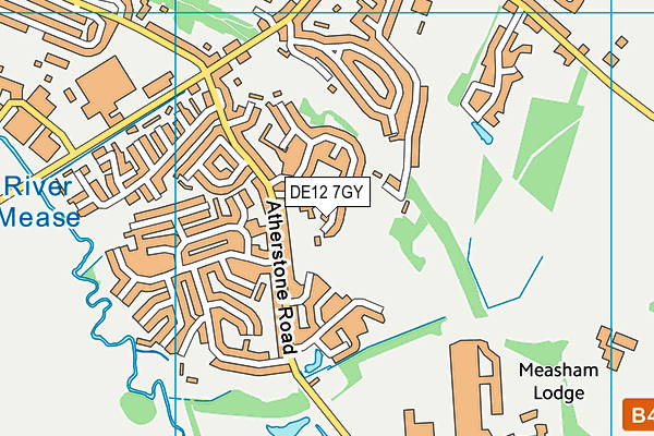 DE12 7GY map - OS VectorMap District (Ordnance Survey)