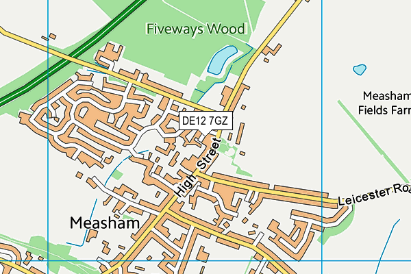 DE12 7GZ map - OS VectorMap District (Ordnance Survey)
