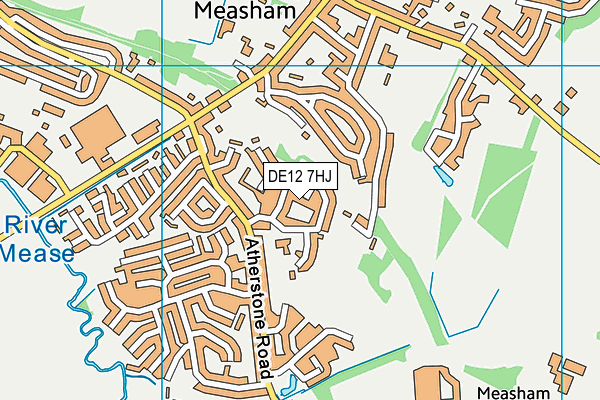 DE12 7HJ map - OS VectorMap District (Ordnance Survey)