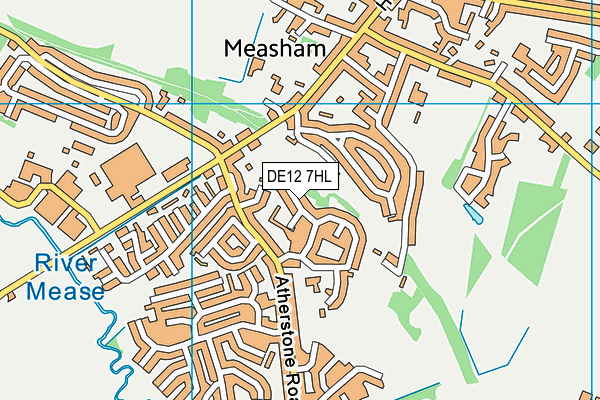 DE12 7HL map - OS VectorMap District (Ordnance Survey)