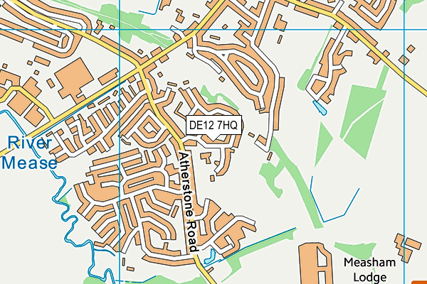 DE12 7HQ map - OS VectorMap District (Ordnance Survey)