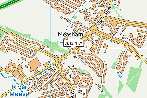 DE12 7HW map - OS VectorMap District (Ordnance Survey)