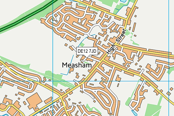 DE12 7JD map - OS VectorMap District (Ordnance Survey)
