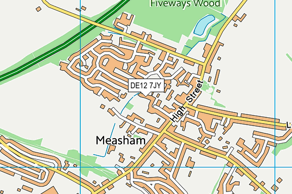 DE12 7JY map - OS VectorMap District (Ordnance Survey)