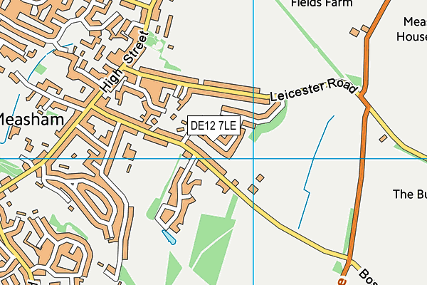 DE12 7LE map - OS VectorMap District (Ordnance Survey)