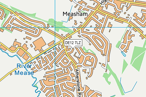 DE12 7LZ map - OS VectorMap District (Ordnance Survey)