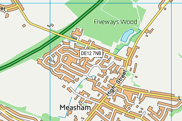 DE12 7NB map - OS VectorMap District (Ordnance Survey)