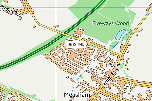 DE12 7ND map - OS VectorMap District (Ordnance Survey)
