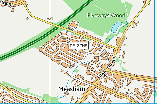 DE12 7NE map - OS VectorMap District (Ordnance Survey)