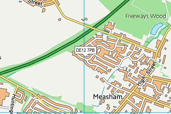 DE12 7PB map - OS VectorMap District (Ordnance Survey)