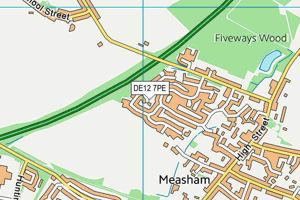 DE12 7PE map - OS VectorMap District (Ordnance Survey)