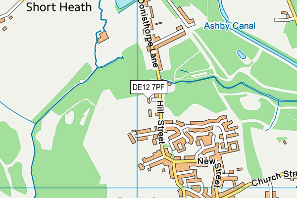 DE12 7PF map - OS VectorMap District (Ordnance Survey)