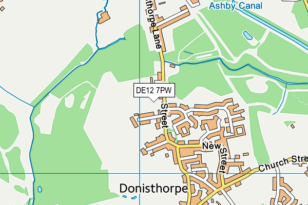 DE12 7PW map - OS VectorMap District (Ordnance Survey)