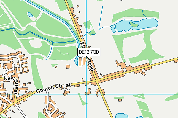 DE12 7QD map - OS VectorMap District (Ordnance Survey)