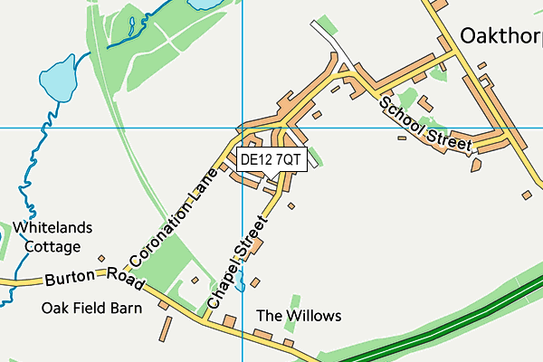 DE12 7QT map - OS VectorMap District (Ordnance Survey)