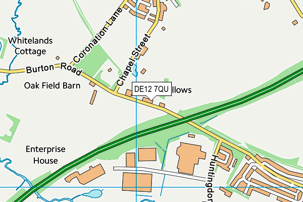 DE12 7QU map - OS VectorMap District (Ordnance Survey)