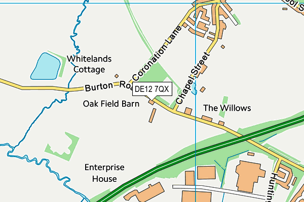 DE12 7QX map - OS VectorMap District (Ordnance Survey)