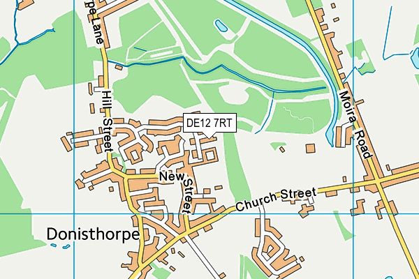 DE12 7RT map - OS VectorMap District (Ordnance Survey)