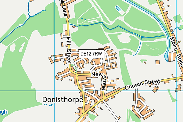 DE12 7RW map - OS VectorMap District (Ordnance Survey)