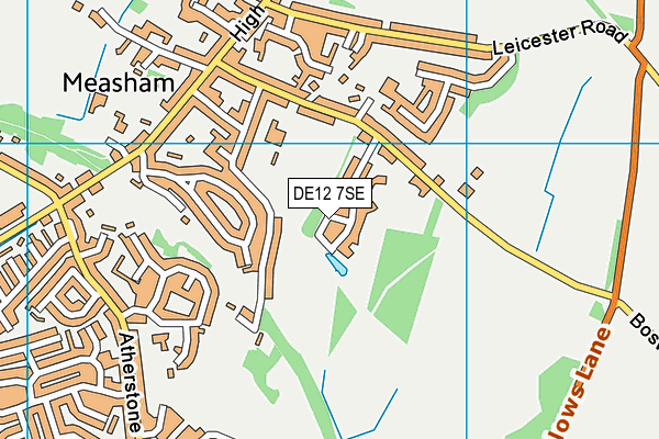 DE12 7SE map - OS VectorMap District (Ordnance Survey)
