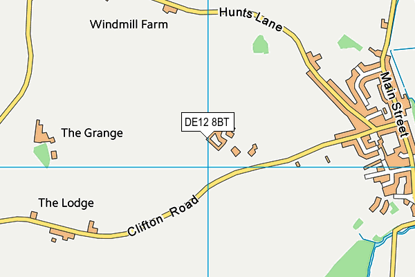 DE12 8BT map - OS VectorMap District (Ordnance Survey)