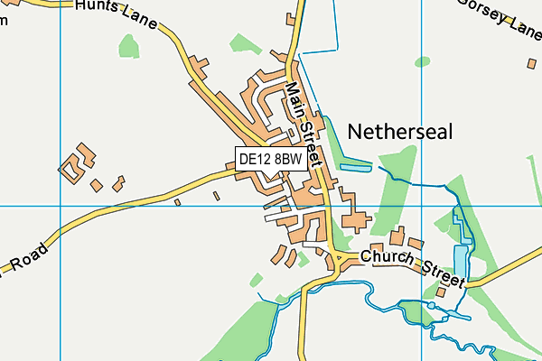 DE12 8BW map - OS VectorMap District (Ordnance Survey)