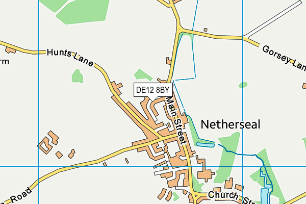 DE12 8BY map - OS VectorMap District (Ordnance Survey)