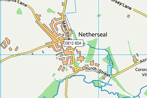 DE12 8DA map - OS VectorMap District (Ordnance Survey)
