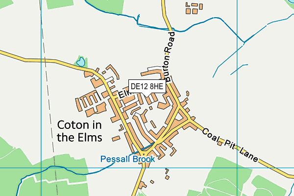 Coton-in-the-Elms Cof E Primary School map (DE12 8HE) - OS VectorMap District (Ordnance Survey)