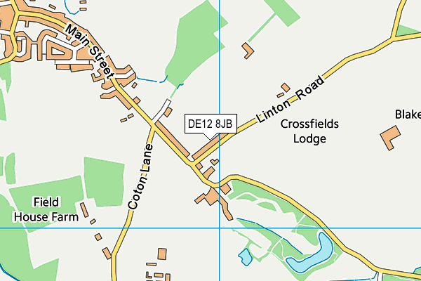 DE12 8JB map - OS VectorMap District (Ordnance Survey)